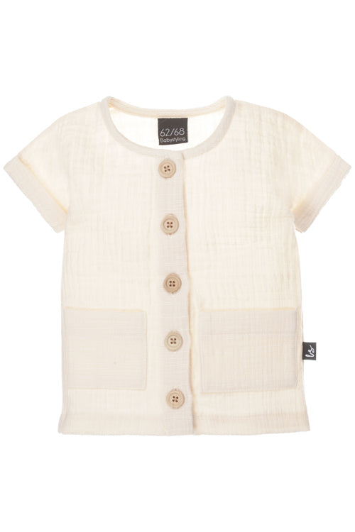 Linnen blouse (korte mouw) nude