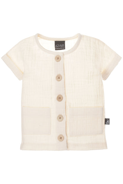 Linnen blouse (korte mouw) nude