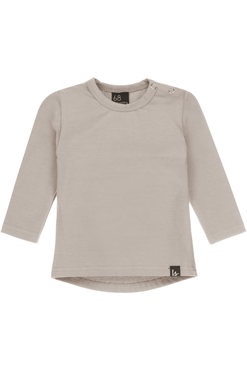 Sandfarbenes Langarmshirt (abgerundeter Rücken)
