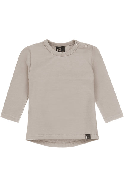 Sandfarbenes Langarmshirt (abgerundeter Rücken)