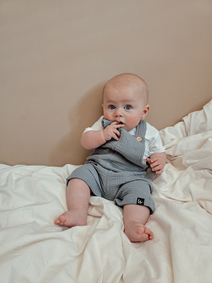 Muslin zomer tuinpakje (dusty blue)