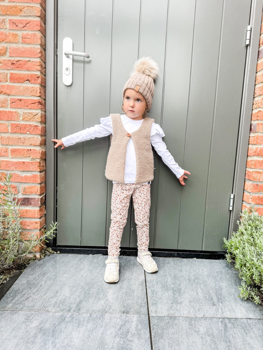 Ruffle longsleeve rib ecru