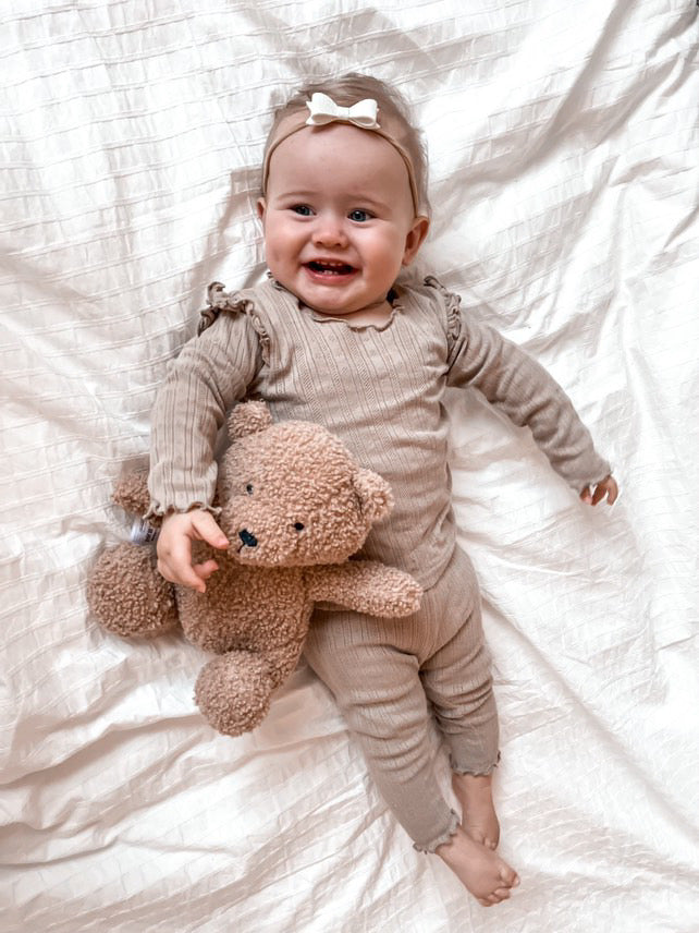 Ruffles pants pointelle (strepen) warm beige