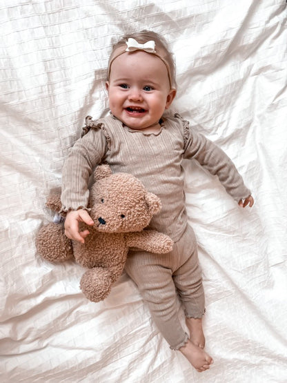 Ruffles pants pointelle (strepen) warm beige