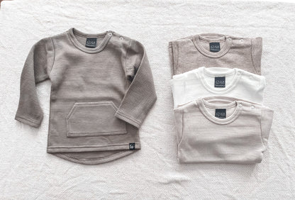 Pocket longsleeve wafel (light oak)