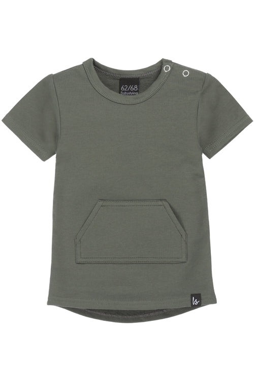 Pocket t-shirt kaki (rounded back)