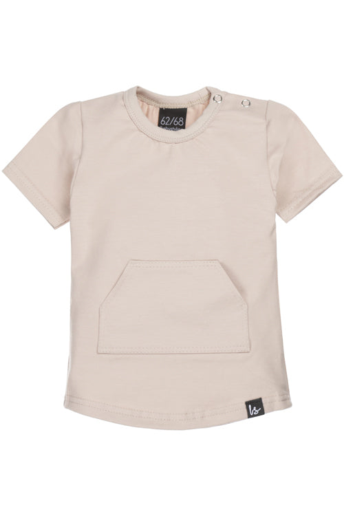 Pocket t-shirt sand (rounded back) 122/128