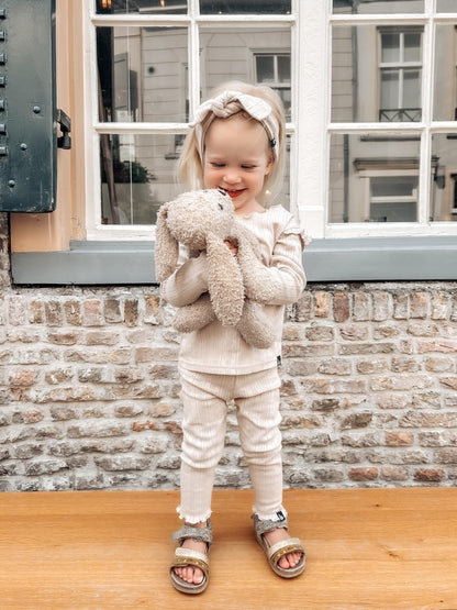 Ruffles pants pointelle (strepen) sand