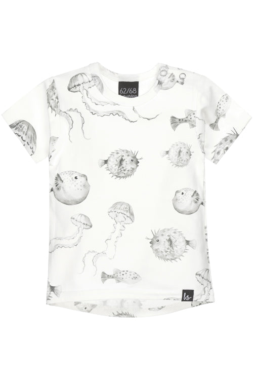 Kugelfisch-T-Shirt (cremeweiß) (abgerundeter Rücken) 50/56