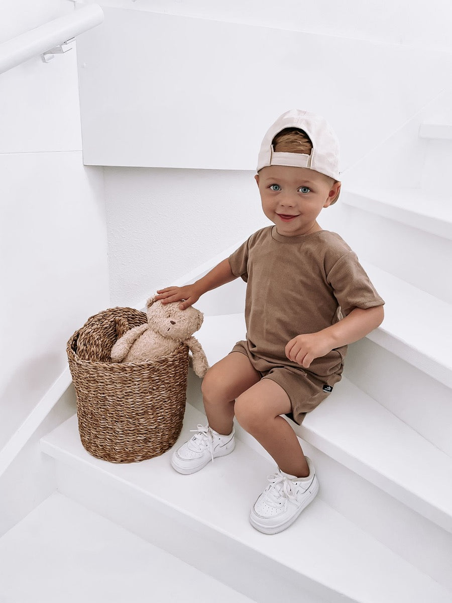 Rib jersey short brown