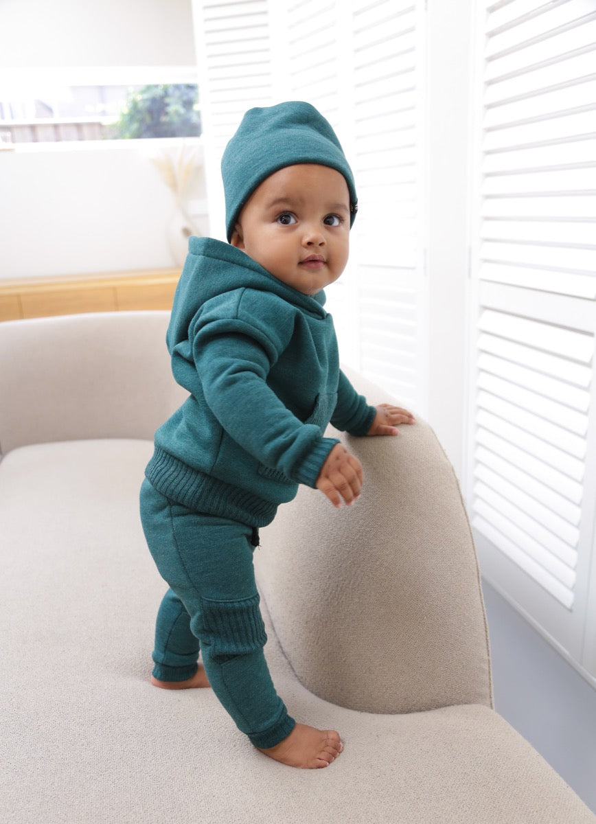 Beanie gemeleerd petrol