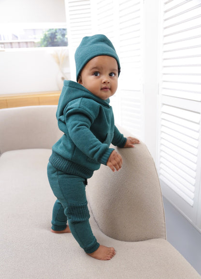 Beanie gemeleerd petrol