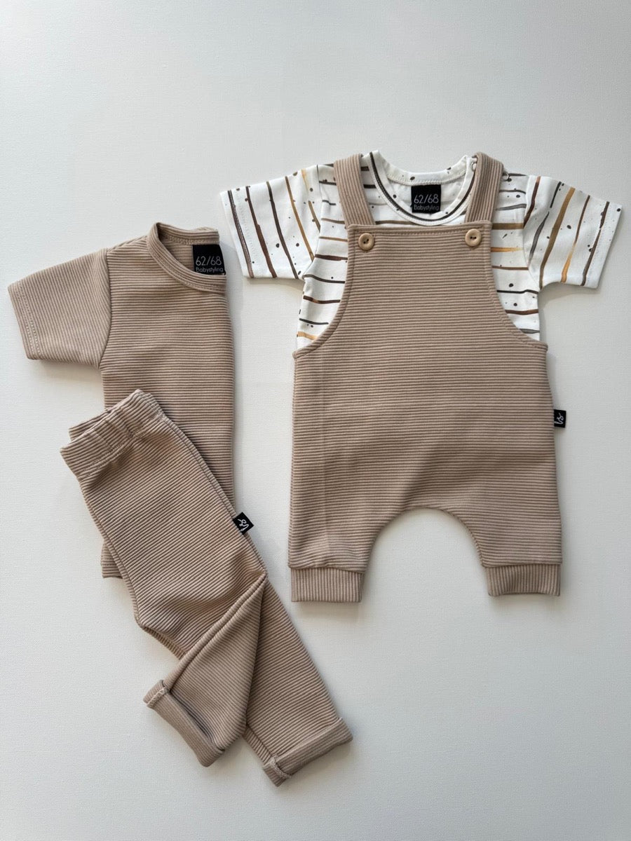 Rib tuinpakje beige