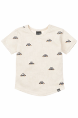 Rib jersey t-shirt mini auto's (off white)