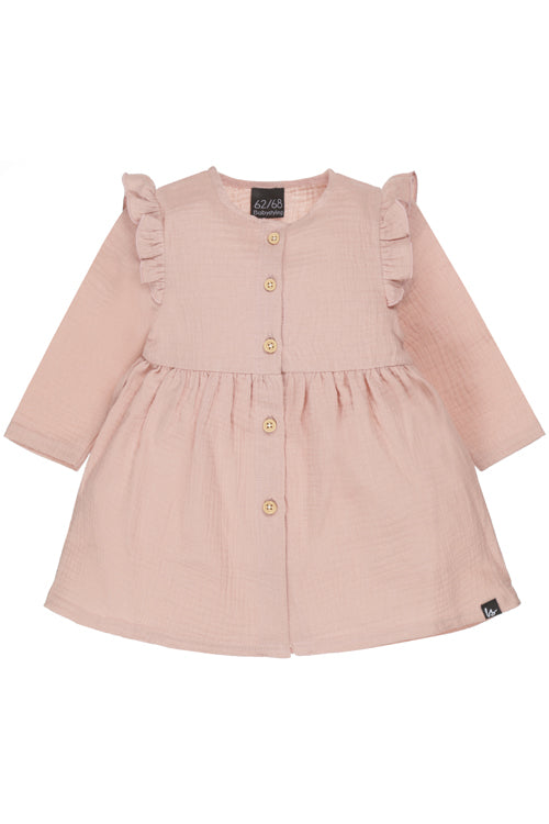 Ruffle button dress linnen (dusty pink)