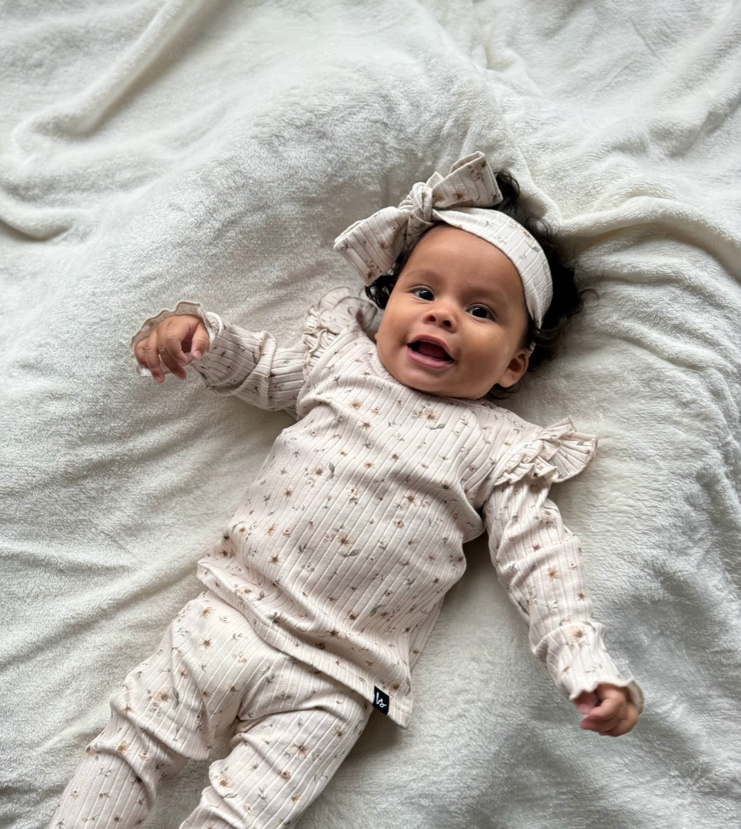 Schleifenhaarband floral anna beige