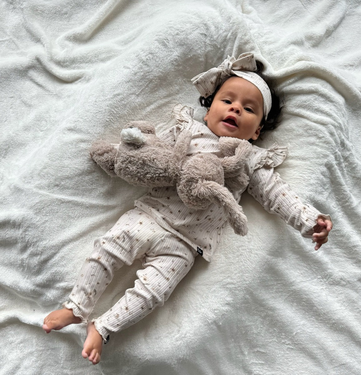 Schleifenhaarband floral anna beige
