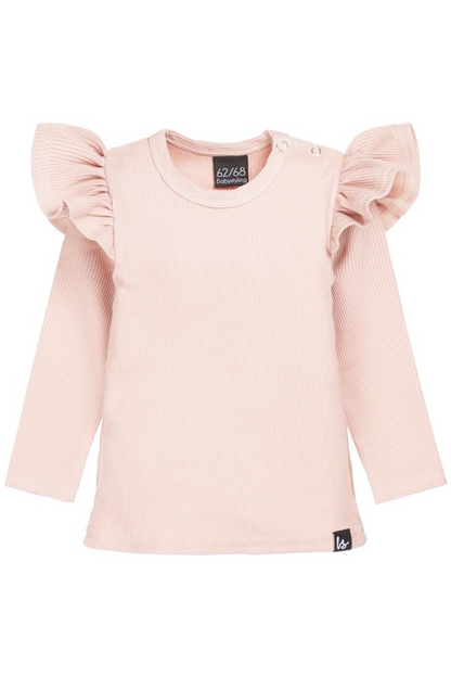 Ruffle longsleeve rib (rose) 122/128