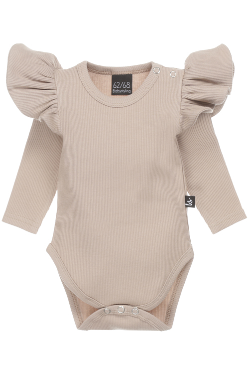 Ruffle romper rib (beige)