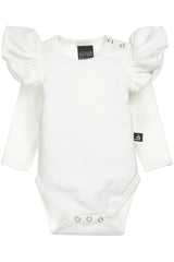 Ruffle romper rib ecru