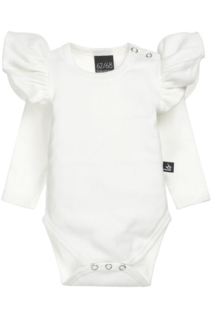 Ruffle romper rib ecru