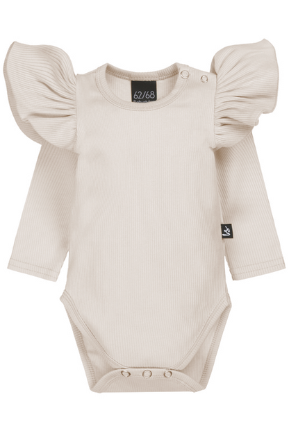 Ruffle romper rib sand