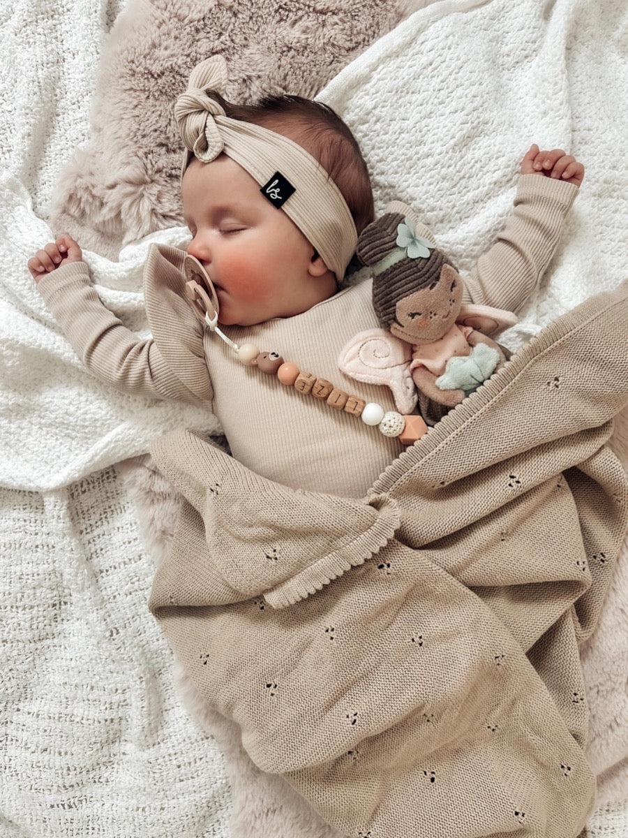 Ruffle romper rib sand