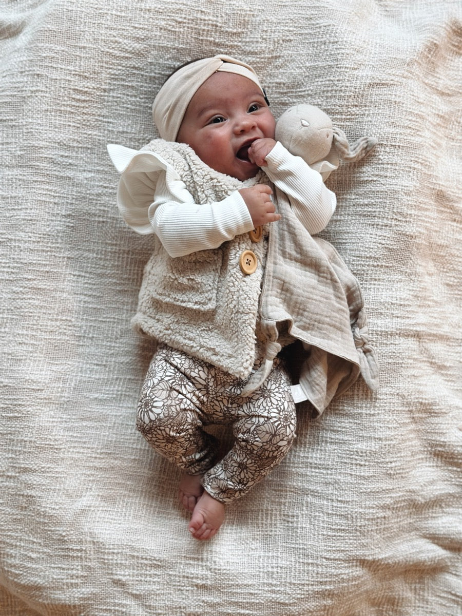 Ruffle romper rib ecru