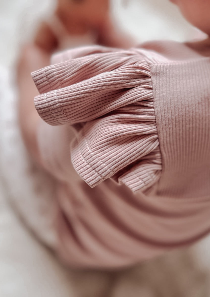 Ruffle t-shirt rib (roze)