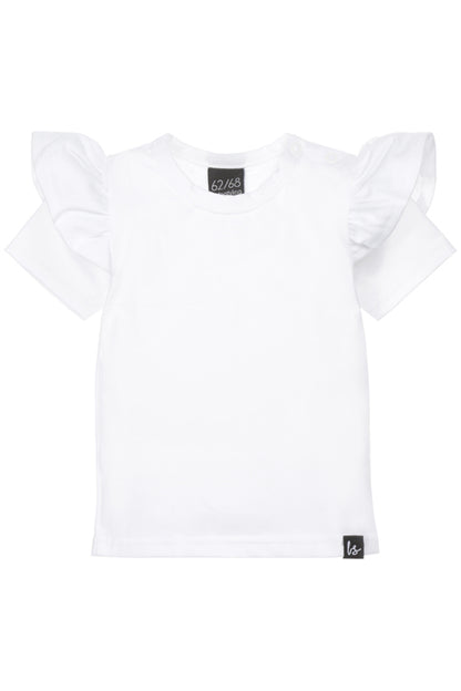 weißes Rüschen-T-Shirt