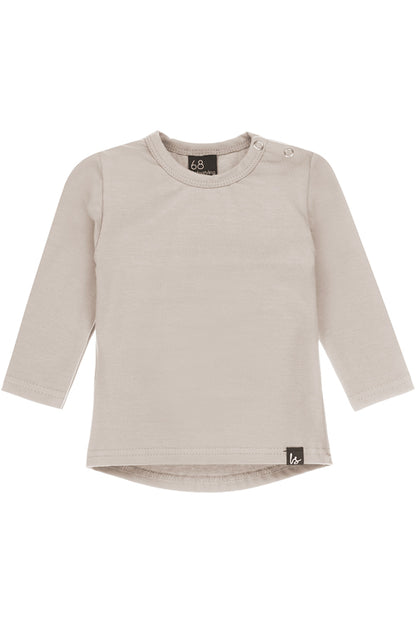 Sandfarbenes Langarmshirt (abgerundeter Rücken)