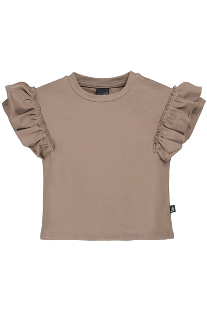 Loose fit t-shirt ruffles (taupe)