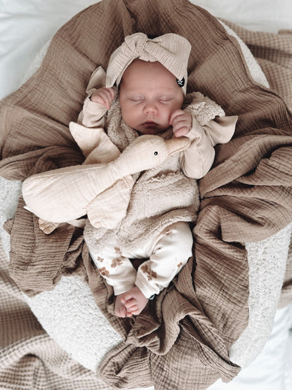 Ruffle romper rib sand