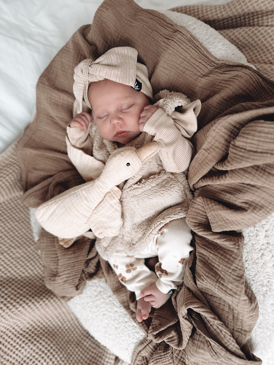 Haarbandje pointelle (strepen) beige