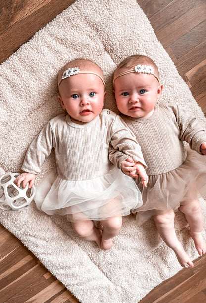 Tutu-Romper mit Lochmuster, beige