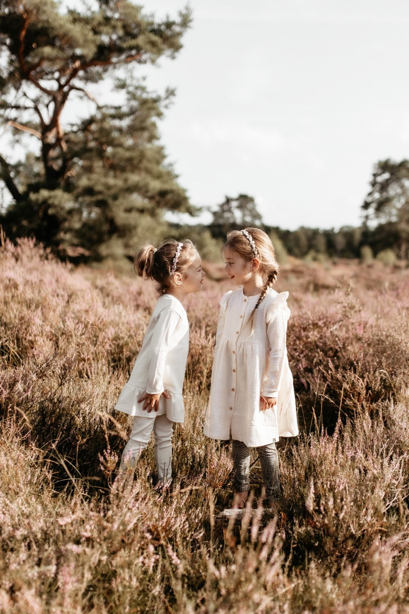Ruffle button dress linnen (nude)