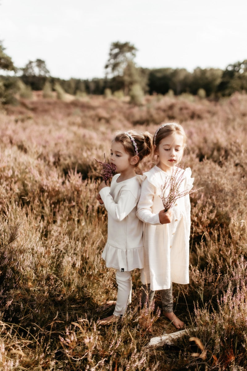 Ruffle button dress linnen (nude)