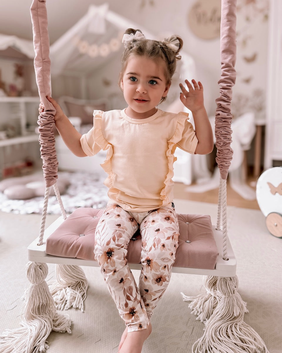 Leggings mit Blumenmuster, cremefarben