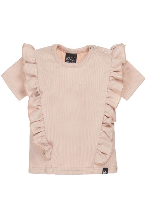 T-Shirt mit vertikalen Rüschen am Rippstrick (rosa) 122/128