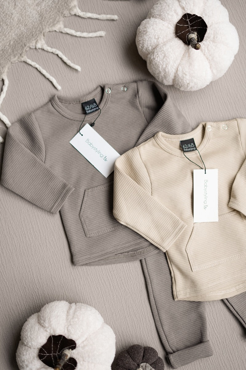 Pocket longsleeve wafel (light oak)