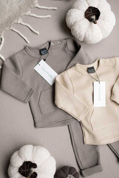 Pocket longsleeve wafel (light oak)