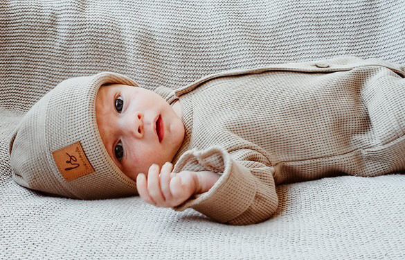 Wafel beanie beige newborn