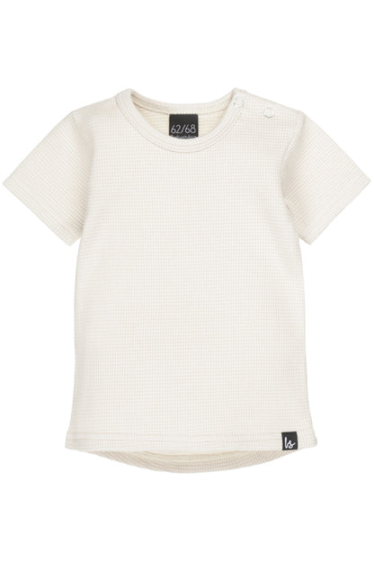 Waffel-T-Shirt (sandfarben, abgerundeter Rücken) 122/128