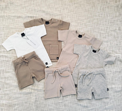 Short with pockets rib jersey beige